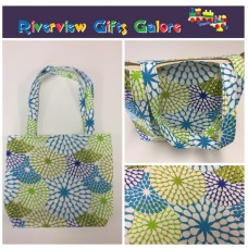 Medium Tote Bag - Blue Green Pattern